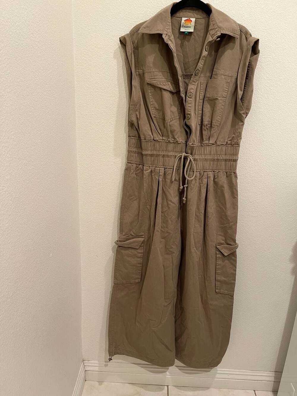 FARM Rio Cotton Utility Jumpsuit in Olive Green - Picture 6 of 15
